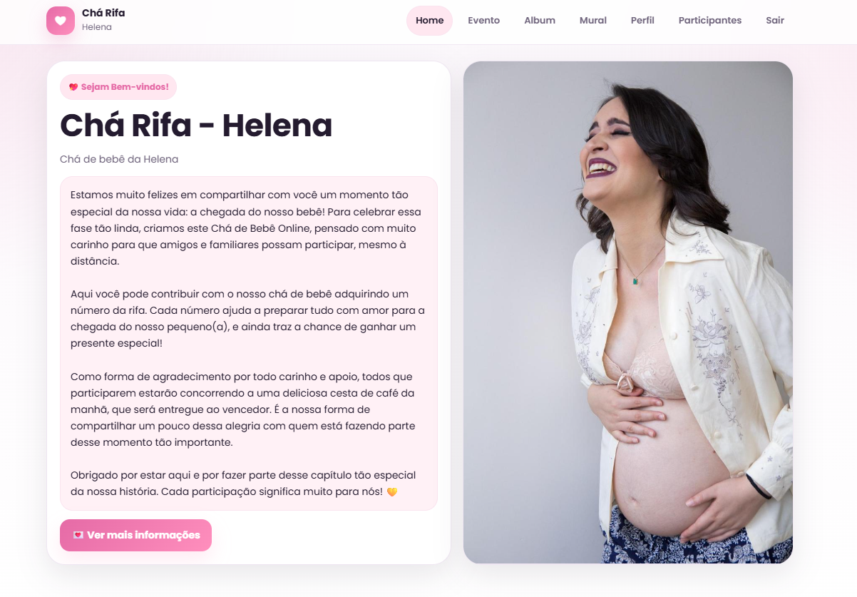 Tela Home do Chá Rifa
